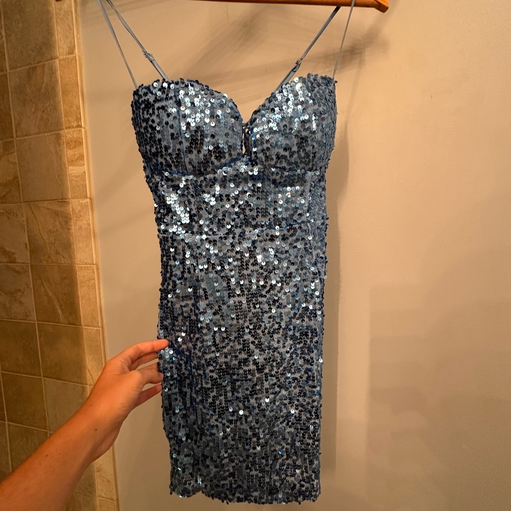 Elegant Sequin Mini Dress in Blue